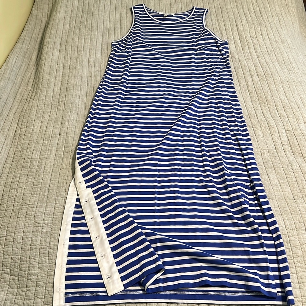 🔥🔥DEREK LAM 10 CROSBY–Striped Tank Dress BLUE WHITE/ MID / L